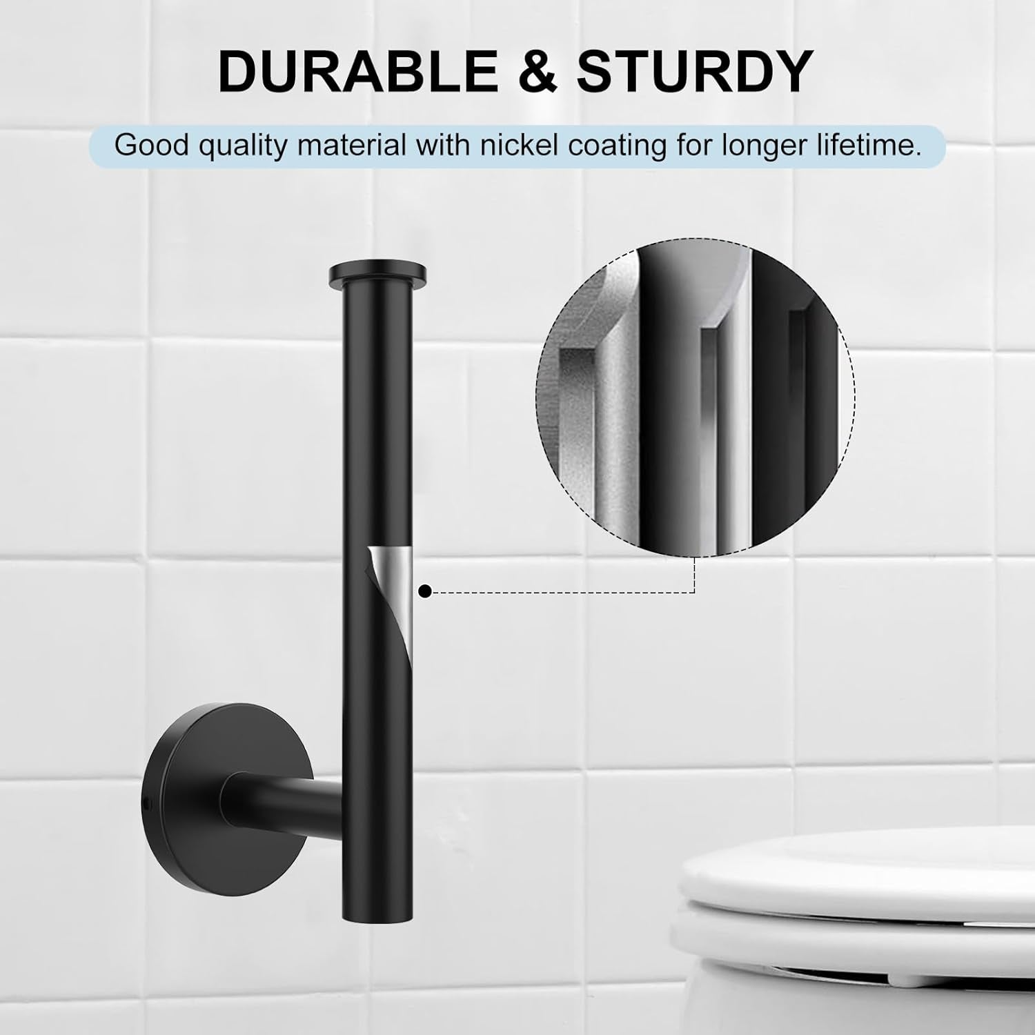 Towel Holder for Bathroom Wall Matte Black Stainless Steel Bathroom Accessories Set Includes Towel Ring and Toilet Paper Holder, Drill Hole