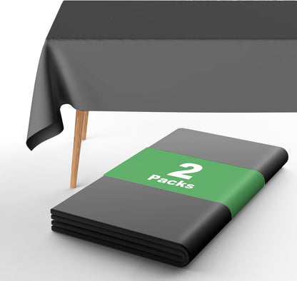 Plastic Tablecloth Disposable, 2 Pcs - 54" X 72" Table Cloth Rectangle Table, Waterproof, Suitable for Parties, Picnics, Weddings, and Camping(Black)