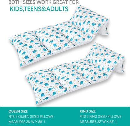 Floor Lounger Cover Only, Non-Slip & Super Soft Floor Pillow Bed Cover, 88''×26''Fits Five Standard Size Pillows, Whale Queen (Pillow Not Included)