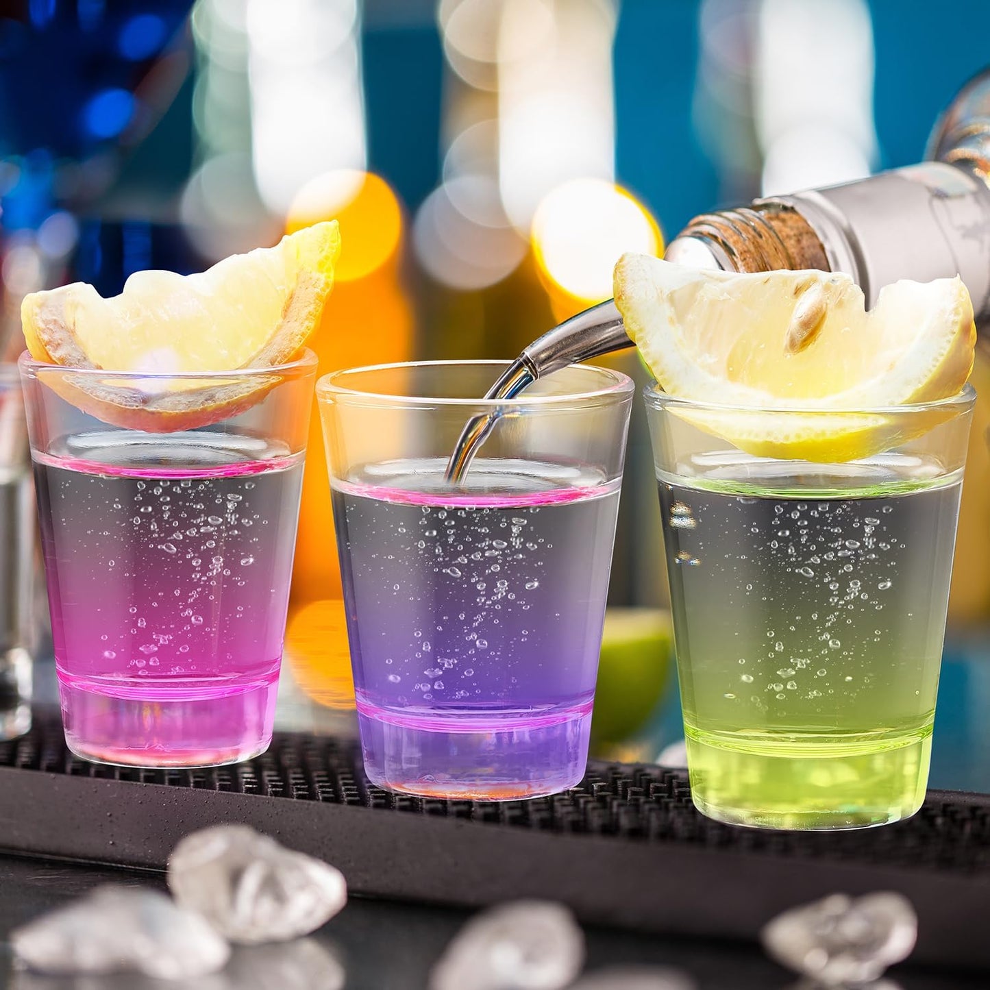 6 Pack Heavy Base Shot Glasses Set, 1.6 Oz Colorful Shot Bulk, Clear Shot Glass, Tequila Cups Small Glass, Shot Glasses for Whiskey, Tequila, Vodka, Spirits & Liquors