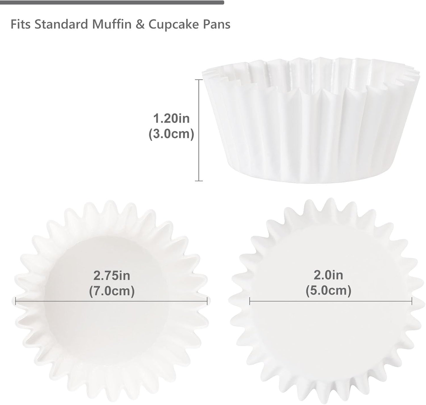 Professional Grade White Cupcake Liners - 150 Count, Grease-Resistant Muffin Baking Cups, Odorless, No Muffin Pan Required, Easy Peel Design