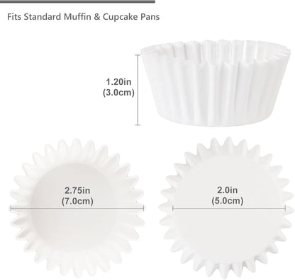 Professional Grade White Cupcake Liners - 150 Count, Grease-Resistant Muffin Baking Cups, Odorless, No Muffin Pan Required, Easy Peel Design