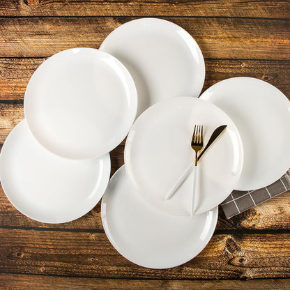 Set of 8 Tempered Glass Dinner Plates, 10.5-Inch Round, Microwave and Dishwasher Safe