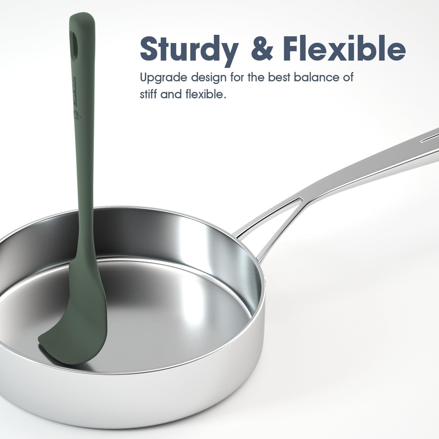 5 Pieces Silicone Spatula Set, Food Grade Rubber Spatula, Upgrade Strong Handle with Ergonomic Grip, Heat Resistant up to 600°F for Nonstick Cookware, Cooking