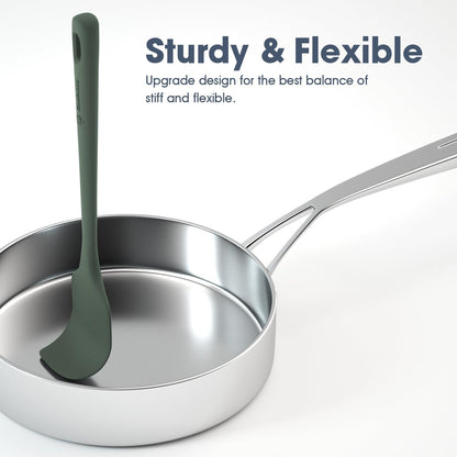 5 Pieces Silicone Spatula Set, Food Grade Rubber Spatula, Upgrade Strong Handle with Ergonomic Grip, Heat Resistant up to 600°F for Nonstick Cookware, Cooking