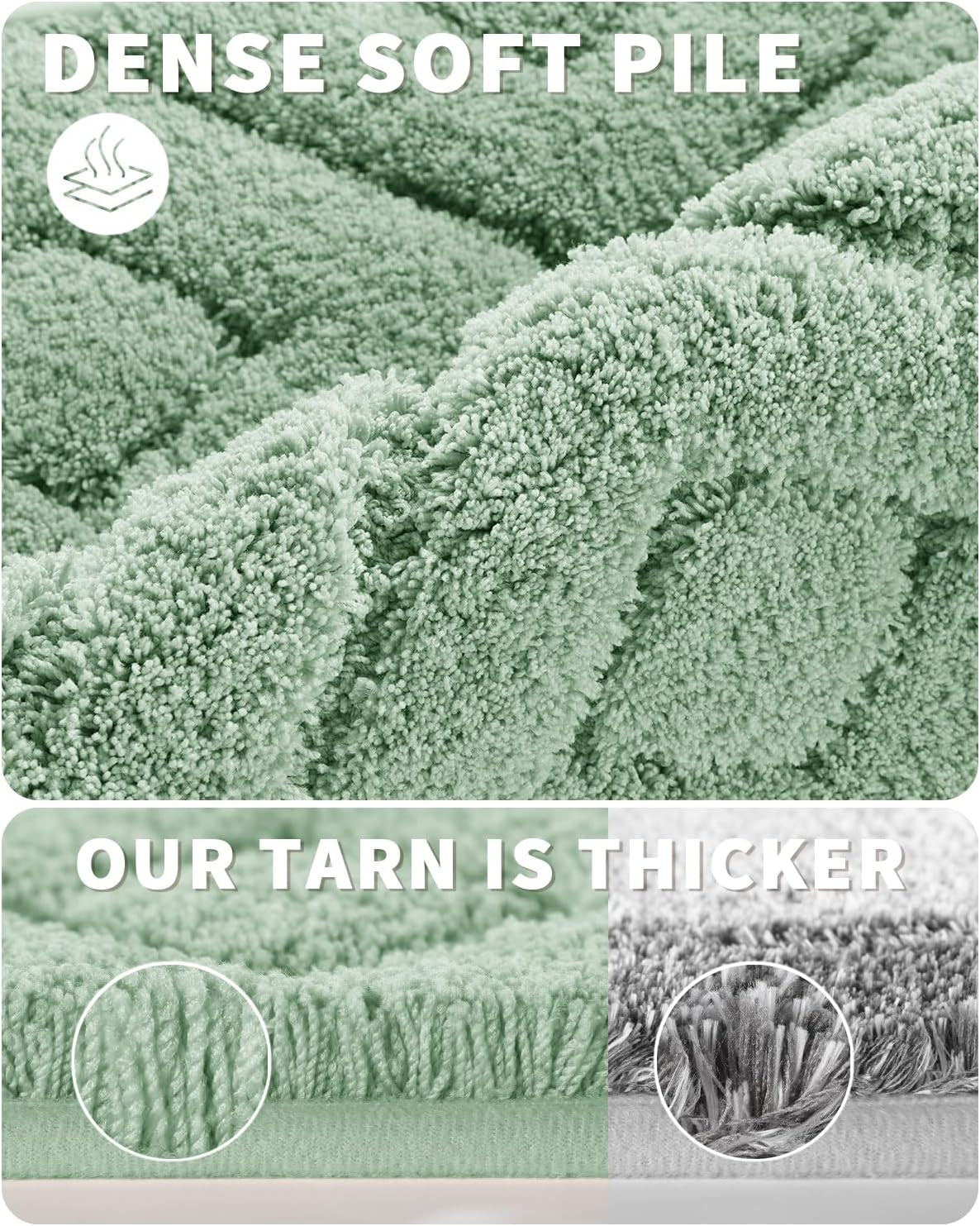 Bathroom Rugs Mat, Extra Soft Fluffy and Absorbent Microfiber Bath Rugs, Non Slip Plush Shaggy Shower Rug, Machine Washable Mats for Bathroom Floor, Tub and Laundry, 32"X20", Sage Green