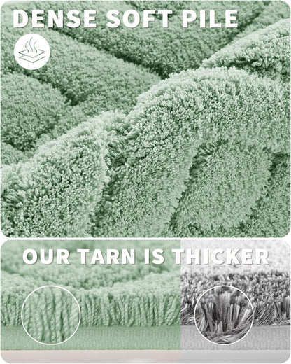 Bathroom Rugs Mat, Extra Soft Fluffy and Absorbent Microfiber Bath Rugs, Non Slip Plush Shaggy Shower Rug, Machine Washable Mats for Bathroom Floor, Tub and Laundry, 32"X20", Sage Green