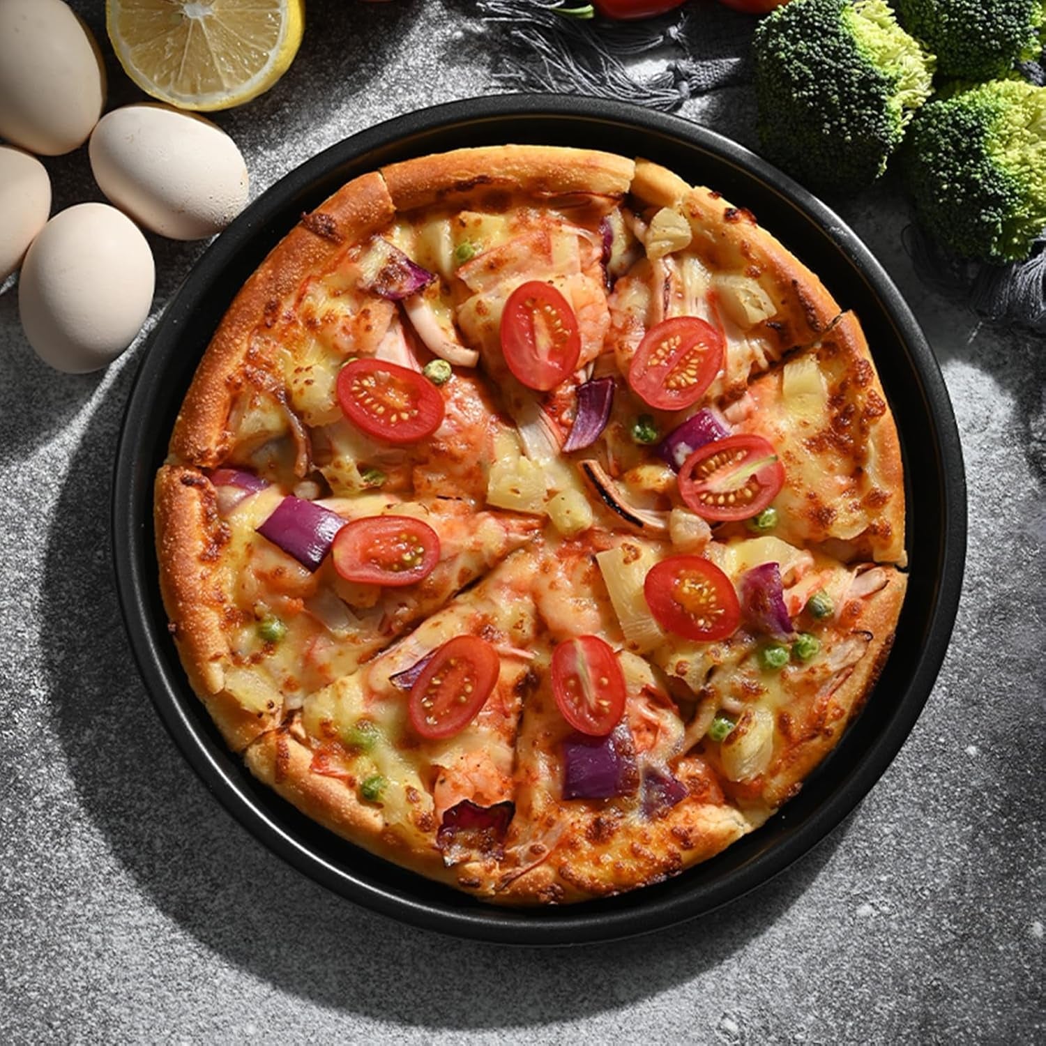 9Inch Black Non-Stick Dish Pizza Pan-Baking Pan Pizza Baking Tray- Heavy-Duty Pizza Dish Non-Stick Baking Sheet for Oven (3)