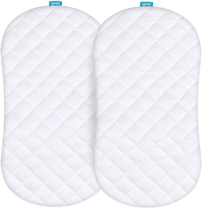 Bassinet Mattress Pad Cover Compatible with Halo Bassinest Swivel Sleeper, 2 Pack, Waterproof Quilted Ultra Soft Surface, Breathable and Easy Care