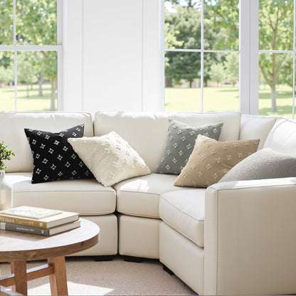 Set of 2 Decorative Throw Pillow Covers Rhombic Jacquard Pillowcase Soft Square Cushion Case for Couch Sofa Bed Bedroom Living Room, 18X18 Inch, Light Grey