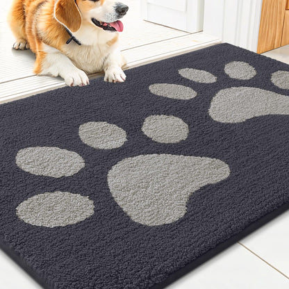 Dog Door Mat for Muddy Paws 30X20, Dirt Trapper Non Slip Washable Indoor Doormats, Absorbent Entryway Carpet for inside Floor, Dark Grey