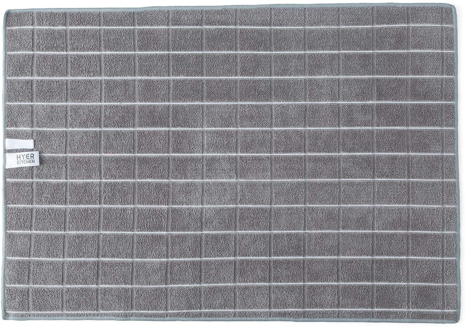 Microfiber Dish Towels - Soft, Super Absorbent and Lint Free Kitchen Towels - 8 Pack (Lattice Designed Gray Colors) - 26 X 18 Inch