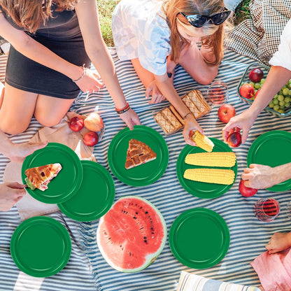 50 PCS Paper Plates, 7 Inches Small Green Plates, Sturdy Disposable Dessert Plates, Heavy Duty Paper Plates, Green Dinnerware, Party Supplies Perfect for Birthdays St Patrick Celebrations