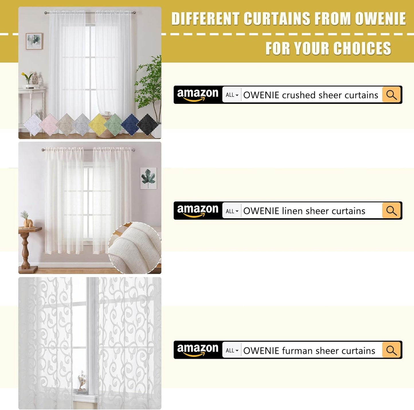 Sheer Curtains 84 Inches Long 2 Panels Set for Living Room/Bedroom, Rod Pocket Voile Sheer Panel Drapes, White, 2Pcs, Each 42" W X 84" L