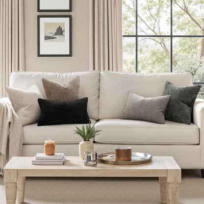 Pack of 2 Couch Throw Pillow Covers 18X18 Inch Black Modern Boho Accent Decorative Pillow Covers Soft Chenille Farmhouse Cushion Covers for Home Decor Bed Sofa Living Room