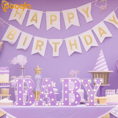 LED Marquee Letter Lights, Light up Alphabet Marquee Letters Sign for Night Light Birthday Wedding Party Christmas Lamp Home Bar Decoration, Purple Letter A
