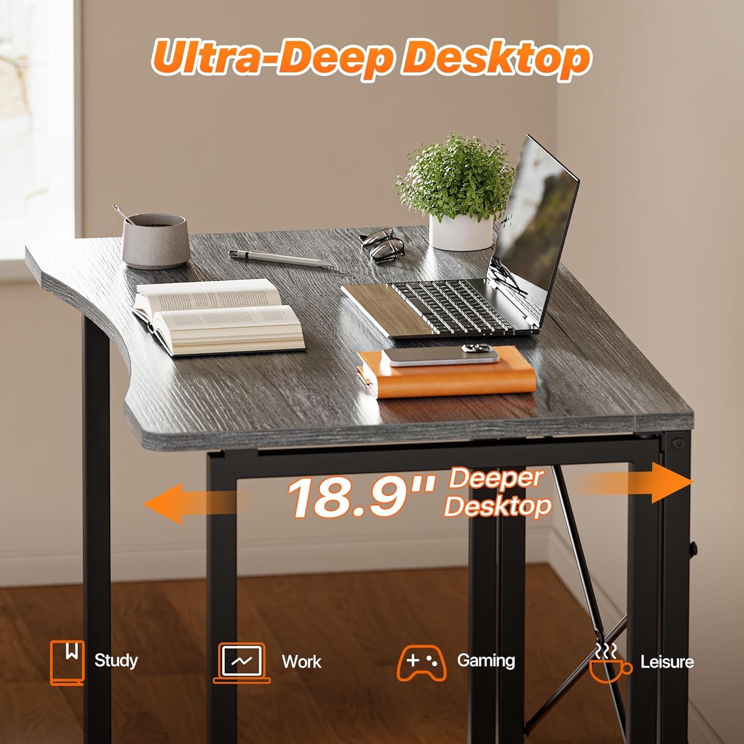 Compact Folding Desk for Small Spaces, 31.5 Inch Portable Computer Table for Home Office, Study, Bedroom, and Dorm, Space-Saving Design, Easy to Fold, Grey