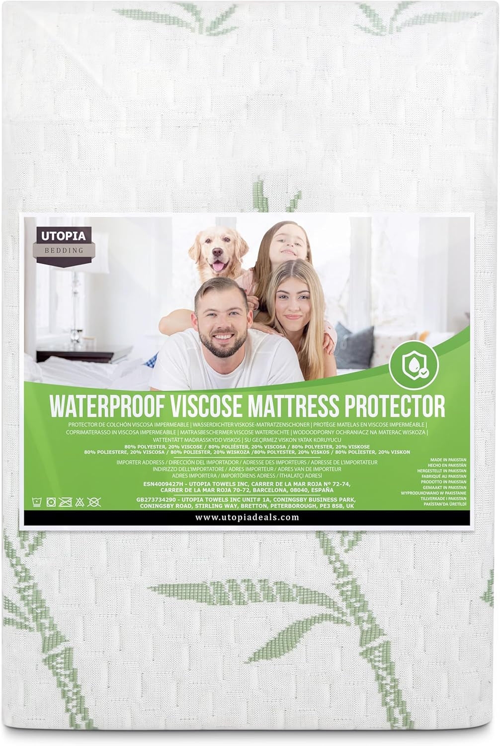 Waterproof Cooling Mattress Protector Queen Size, 200 GSM Viscose Made from Bamboo Mattress Cover, Fits 17 Inches Deep, Fitted Style with Stretchable Pockets