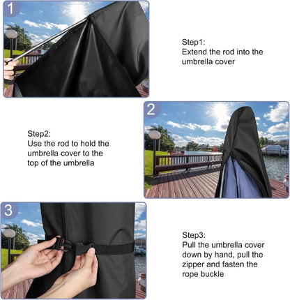 Umbarlla Cover Waterproof Heavy Duty 600D Oxford Patio Umbrella Cover for 7Ft to 10Ft Umbrella Covers for Umbrellas Outdoor Garden Umbrellas Parasol Cover with Push Rod