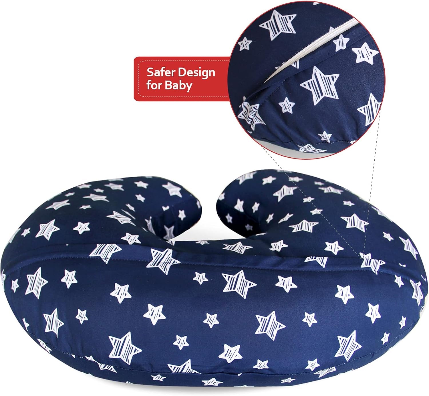 2 Pack Nursing Pillow Cover Grey and Navy for Infant, Snug Fits Boppy Nursing Pillows, Breastfeeding Nursing Pillow Slipcovers Super Soft, for Breastfeeding Moms, Navy & Gray Star