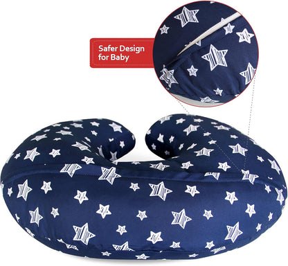 2 Pack Nursing Pillow Cover Grey and Navy for Infant, Snug Fits Boppy Nursing Pillows, Breastfeeding Nursing Pillow Slipcovers Super Soft, for Breastfeeding Moms, Navy & Gray Star