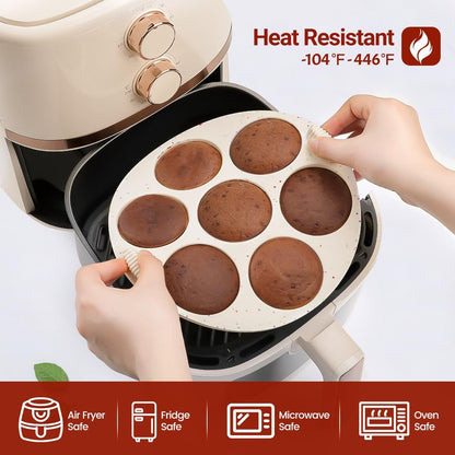 Silicone Muffin Pan for Air Fryer Oven Instant Pot, Nonstick 7 Cups Easy to Handle for Baking Egg Bites Muffin Tart Cupcake Mini Quiche 1 Pack Confetti