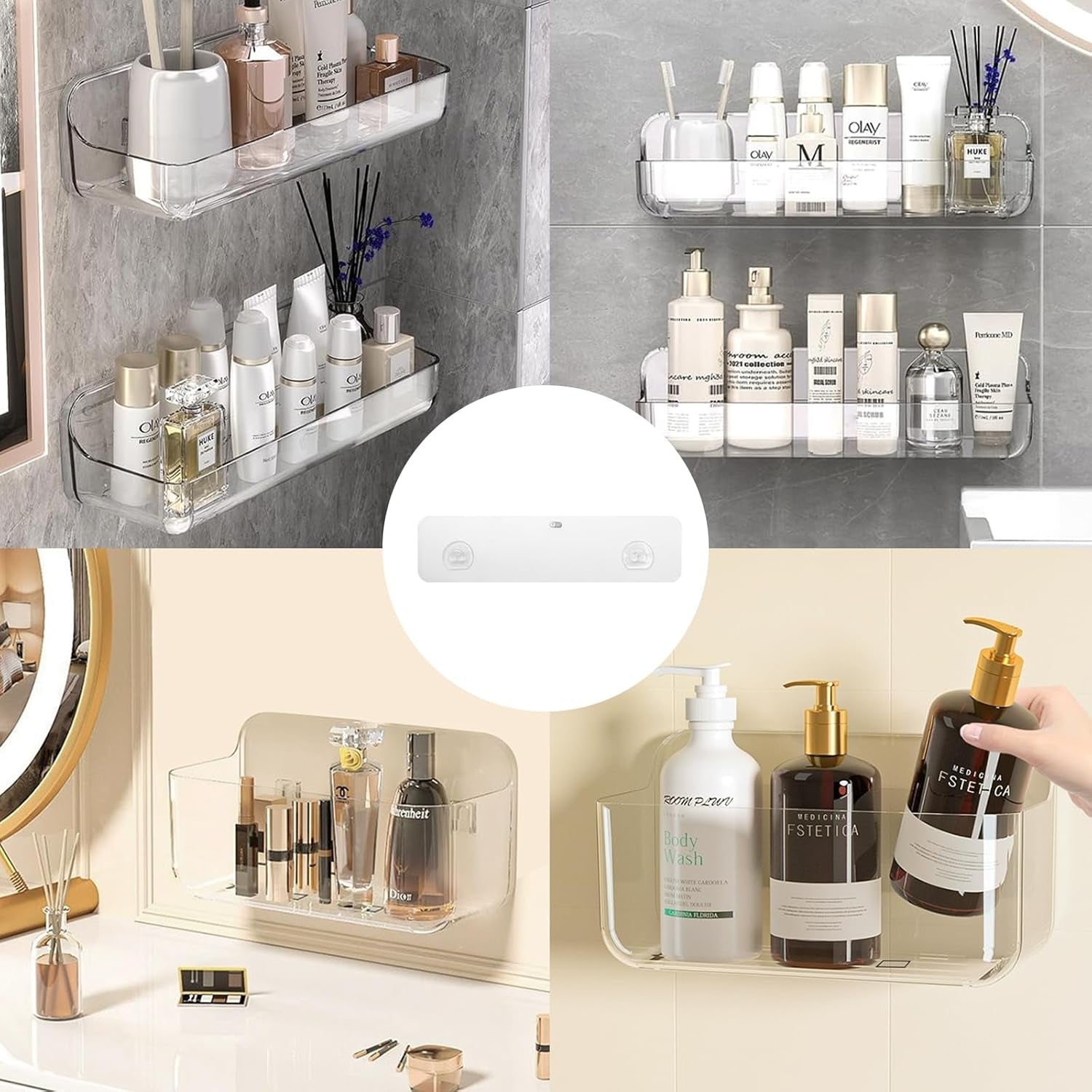 2 Pack Shower Caddy Adhesive for Replacement, Strong and Durable Adhesive Shelf, No Drilling Hang Walls Adhesive Bathroom Shelves(For Long and Big Shelf 10.5 * 2.8 Inch