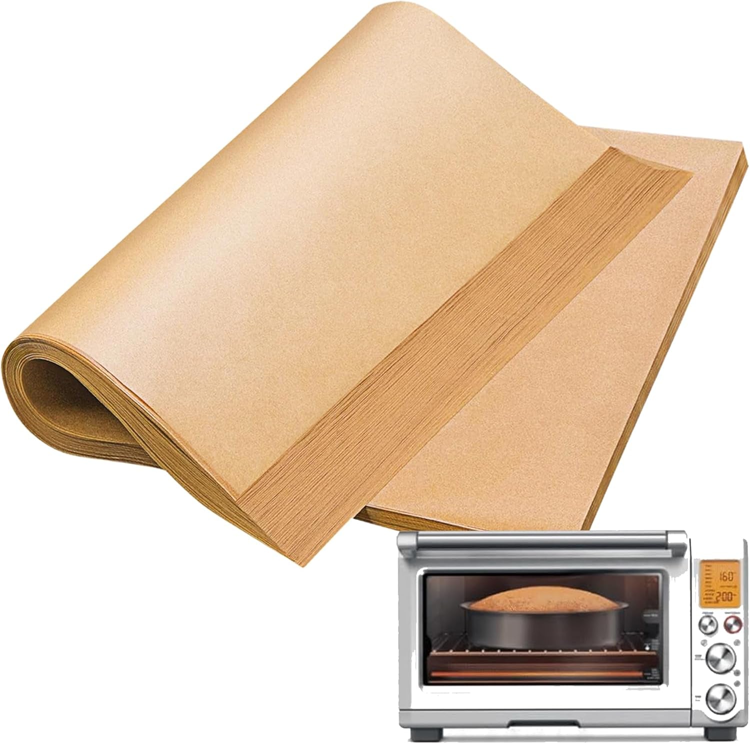 Air Fryer Liners Disposable, 100Pcs Parchment Paper Compatible with Breville BOV845BSS Smart Oven Pro Countertop Oven, Unbleached Parchment Paper Baking Sheet Non-Stick