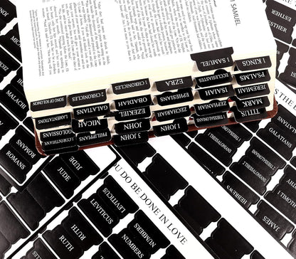 Black Bible Tabs for Men - Paper Index Tabs for Scripture Study & Chapter Markers, 66 Bible Tabs Old and New Testament and 24 Blank Custom Tabs