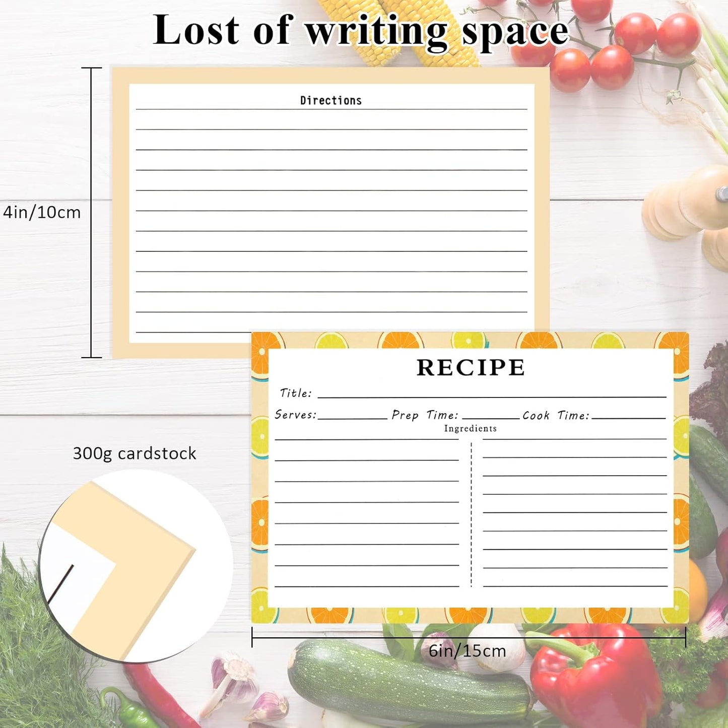 72 Blank Recipe Cards for Bridal Shower and Wedding - 4X6 Double Sided, 4 Fruit Design