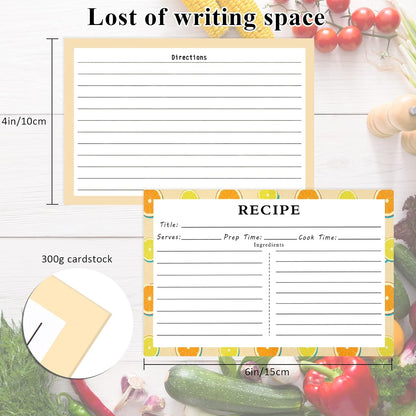 72 Blank Recipe Cards for Bridal Shower and Wedding - 4X6 Double Sided, 4 Fruit Design