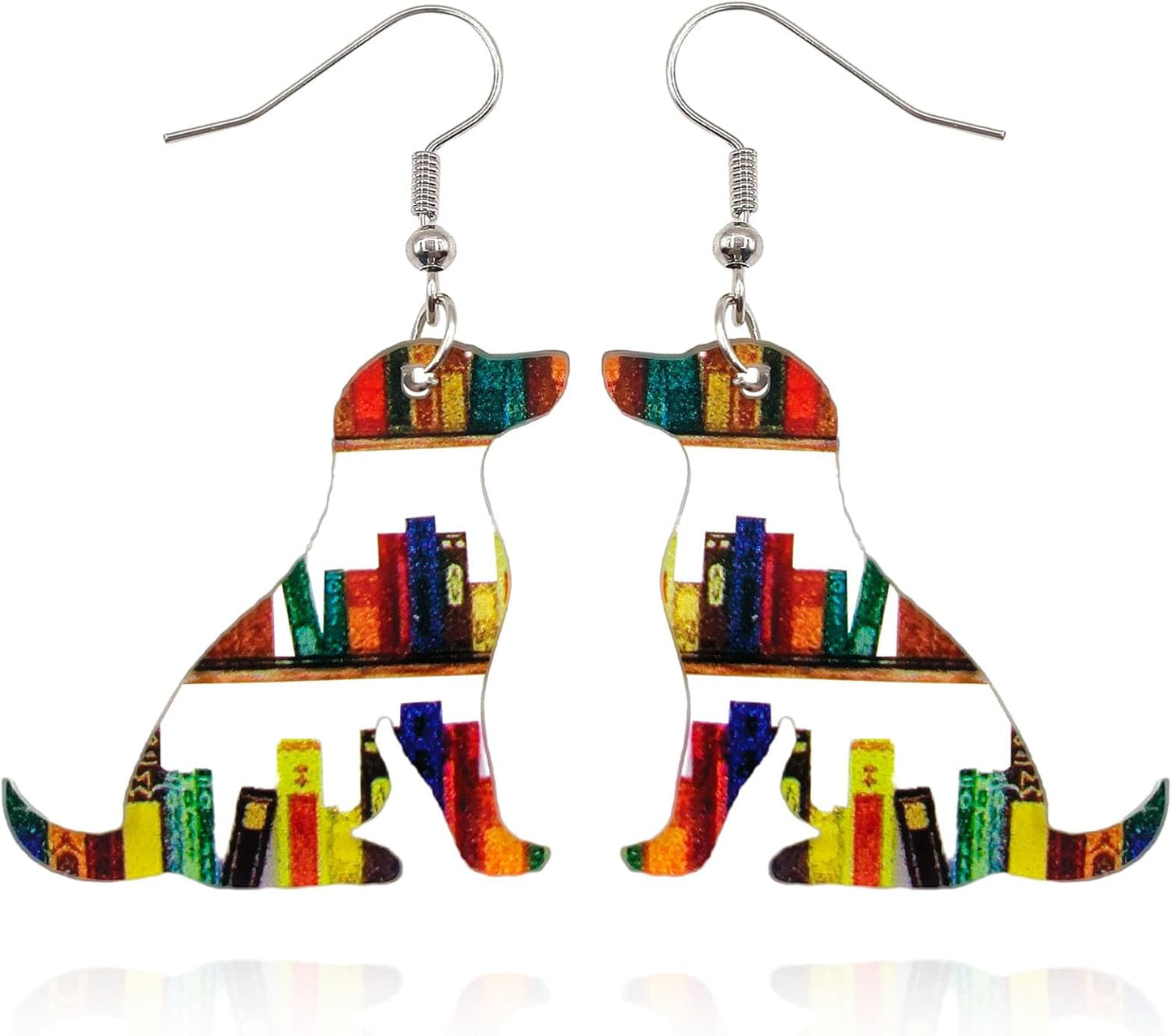 Bookcase Earrings, Book Dangle Earrings for Women Book Lover, Bookshelves Earrings Acrylic