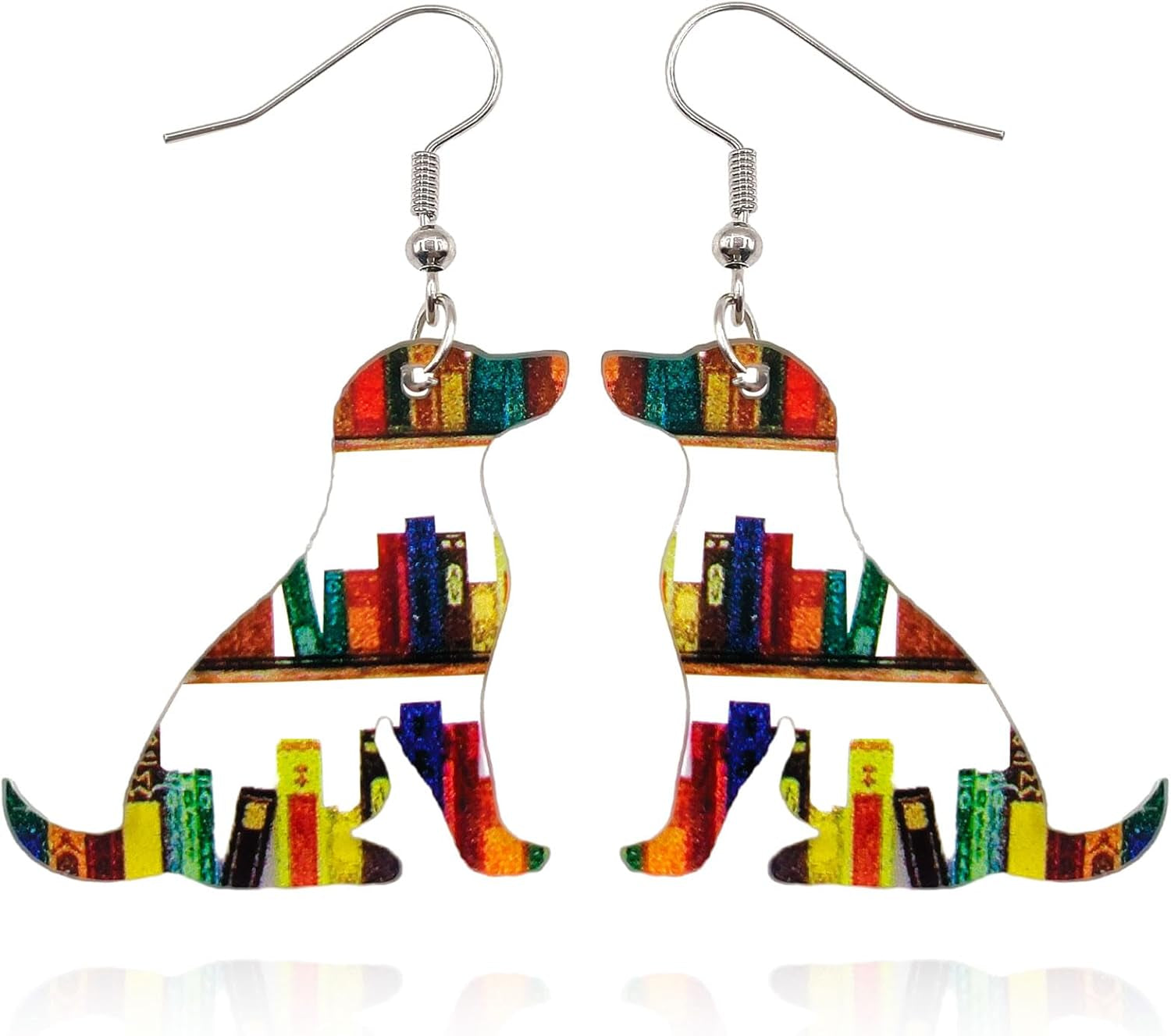 Bookcase Earrings, Book Dangle Earrings for Women Book Lover, Bookshelves Earrings Acrylic