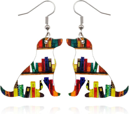 Bookcase Earrings, Book Dangle Earrings for Women Book Lover, Bookshelves Earrings Acrylic