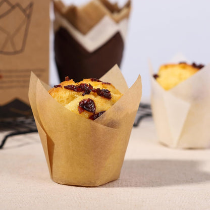 100Pcs Large Size Natural Tulip Cupcake Liners and 100Pcs Jumbo Cupcake Liners