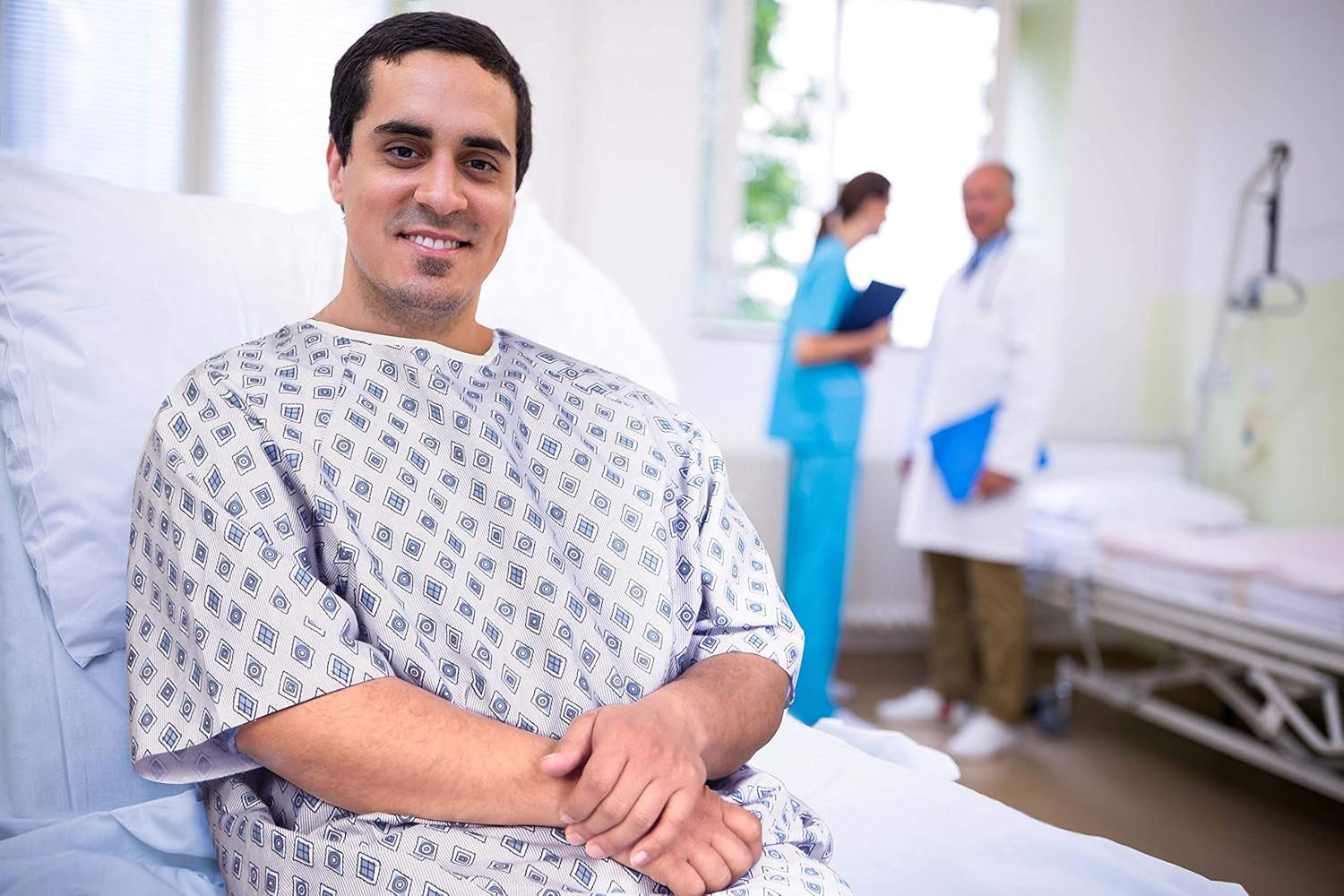 4 Pack Unisex Hospital Gowns, Extra Long Length Patient Gowns with Back Tie for Men and Women, Comfortably Fits Sizes up to 2XL