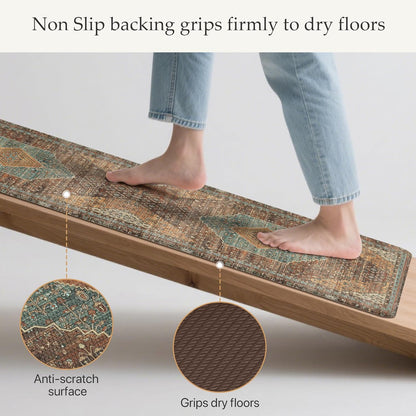 Kitchen Mats for Floor 2Pcs, Washable anti Fatigue Mat for Cushioned, 17.3"X47"+17.3"X30", Waterproof Kitchen Rugs, Non Slip Comfort Standing Mat Rug for Home, Sink, Laundry, Brick