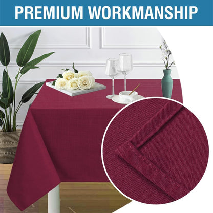 Linen Textured Table Cloths 54 X 54 Inch Premium Solid Tablecloth Spill-Proof Waterproof Table Cover for Dining Buffet Feature Extra Soft and Thick Fabric Wrinkle Free, Christmas Red