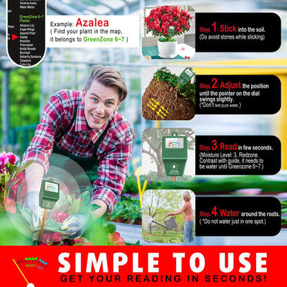 2 Pack Soil Moisture Meter, Plant Water Monitor Hygrometer Sensor, Soil Water Tester Kit for Outdoor and Indoor Potted Plants, Flower, Gardening, Farming - No Battery Required