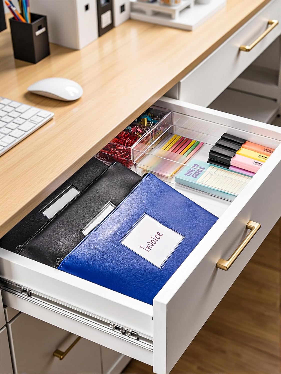 Money Bags with Zipper, 2-Pack Bank Bags with Label, Waterproof Leather Money Pouches, for Cash Coin Bill Invoice Deposit Receipt Storage and Organize, 11.5 X 6.2 Inches (Blue)