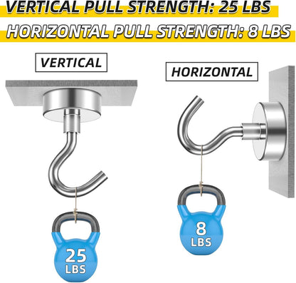 60-Pack Heavy-Duty Magnetic Hooks, 25 lbs Capacity - Versatile Metal Hooks for Hanging in Cruise, Kitchen, Garage, Classroom, and Office
