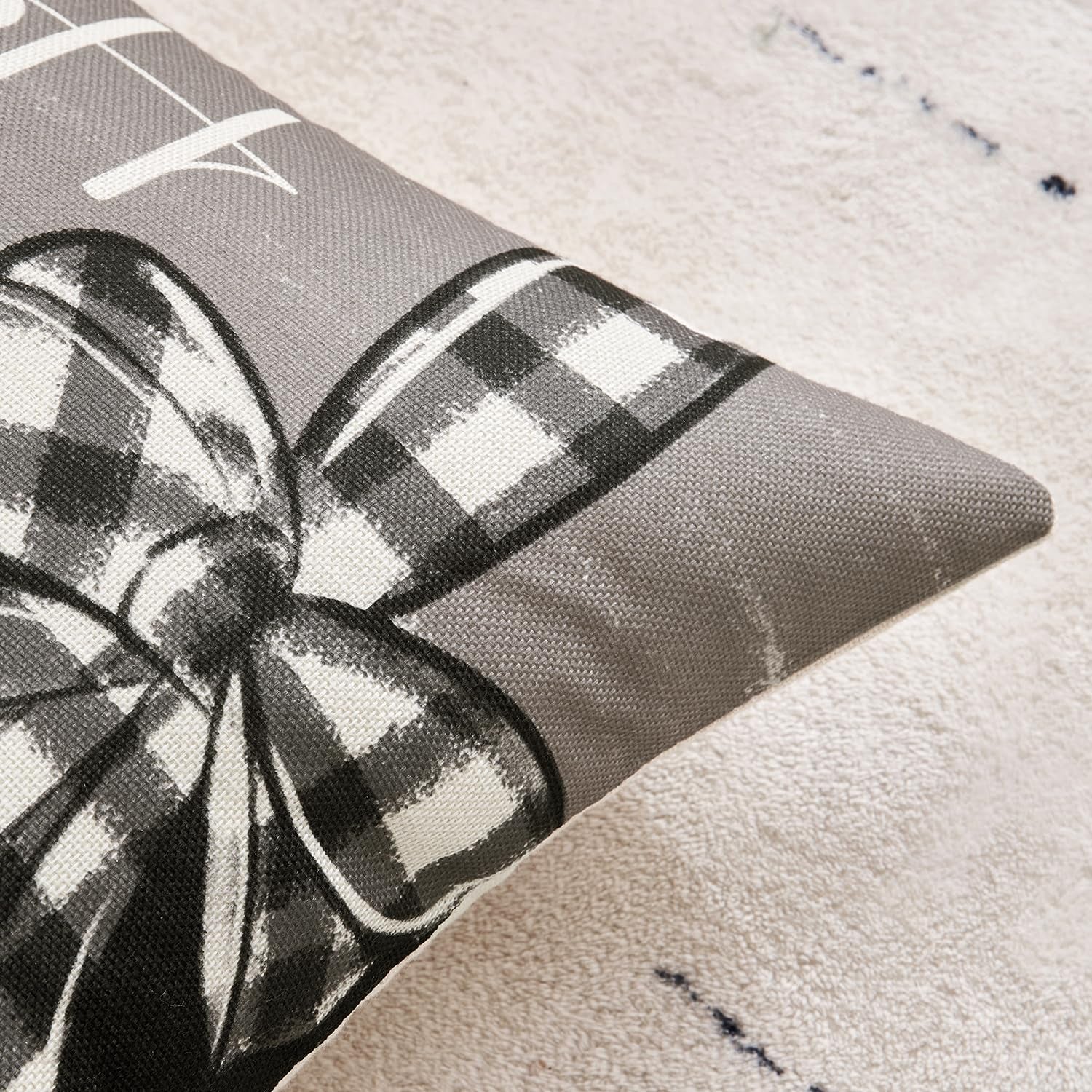 Set of 4 Black and Red Decorative Pillow Covers 16X16 Inch Happy Holiday Christmas Tree Throw Pillow Cases Winter Seasonal Cushion Cases Home Decors for Sofa Couch Bedroom