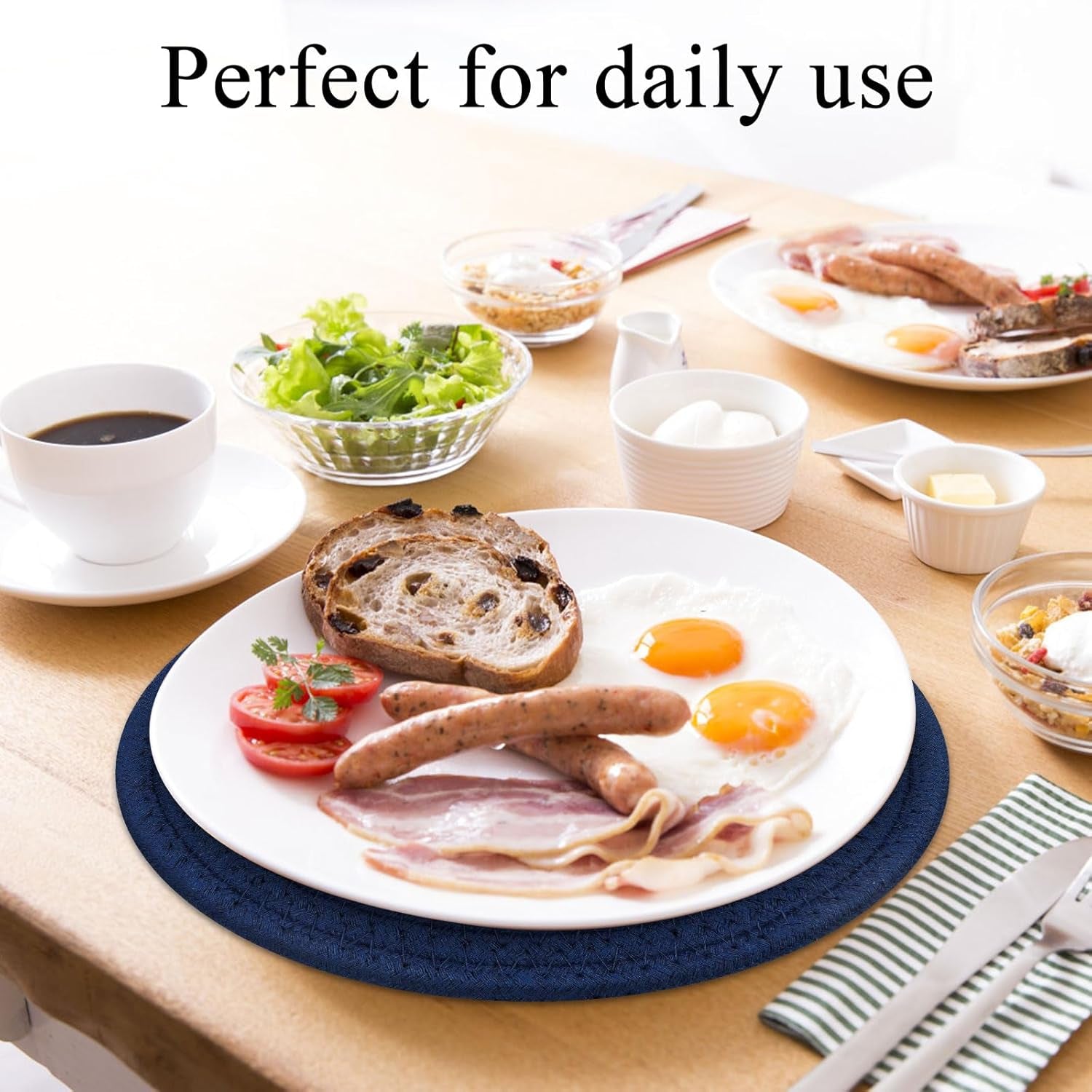 Trivets for Hot Dishes, 6 Pieces 8 Inches Cotton Trivets Mats for Kitchen, Hot Pads for Countertops and Table, Heat-Resistant Pot Holders for Hot Pots and Pans, 6Pcs