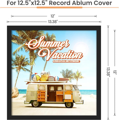 12.5X12.5 Record Frame, Vinyl Frames for 12Inch Album Cover, Wall Display for Home Decor, Black, 2 Pack