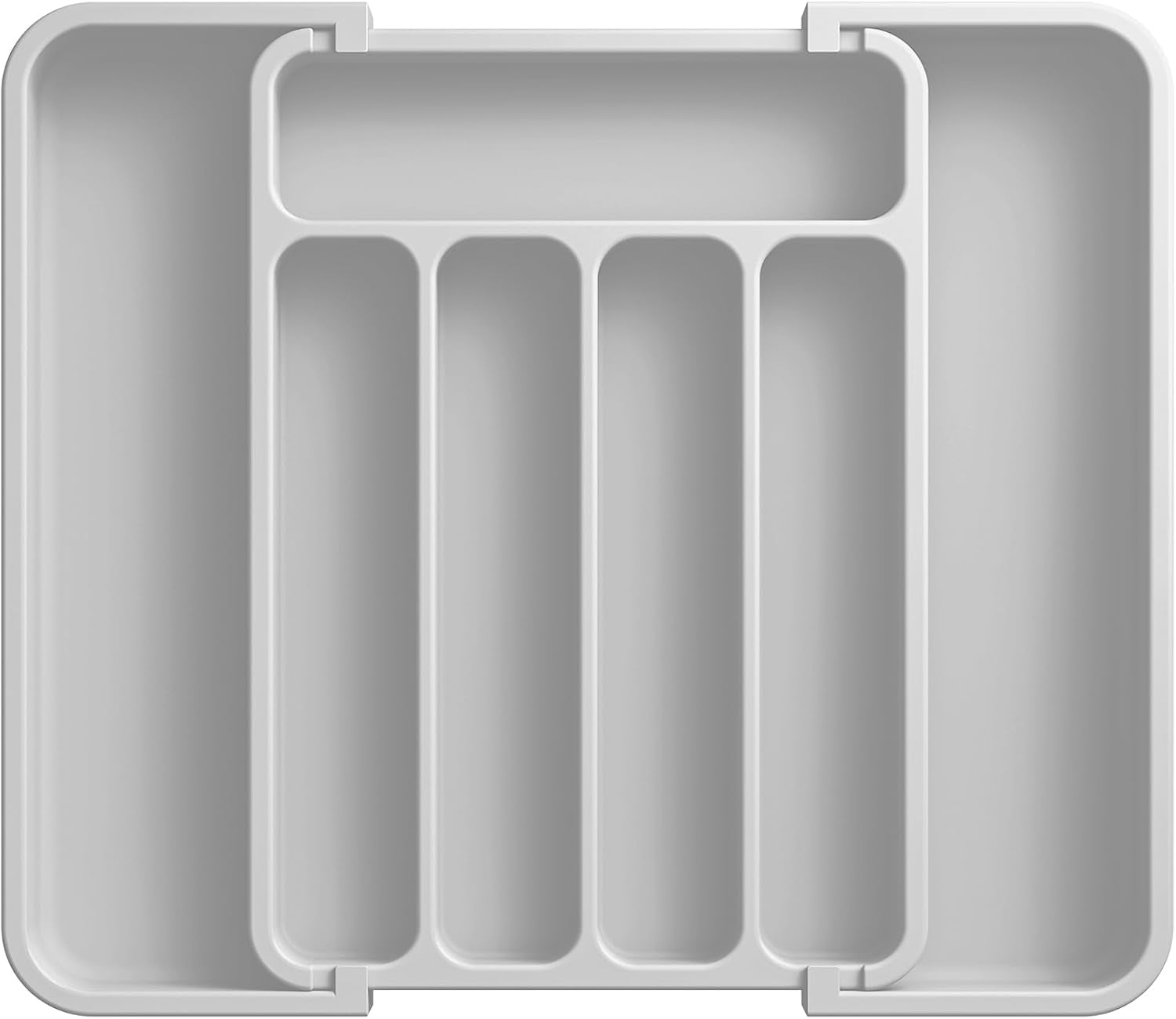 Silverware Organizer - Expandable Kitchen Drawer Organizer, Adjustable Utensil Organizer, Cutlery Tray for Forks, Knives, Multipurpose Kitchen Organizers and Storage Solution, Light Grey, Medium
