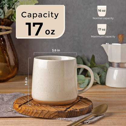 Handcrafted Ceramic Coffee Mug Set of 2, 16 oz with Terracotta Underside - Ideal for Latte, Tea, Beer, and Hot Cocoa, Dishwasher and Microwave Safe