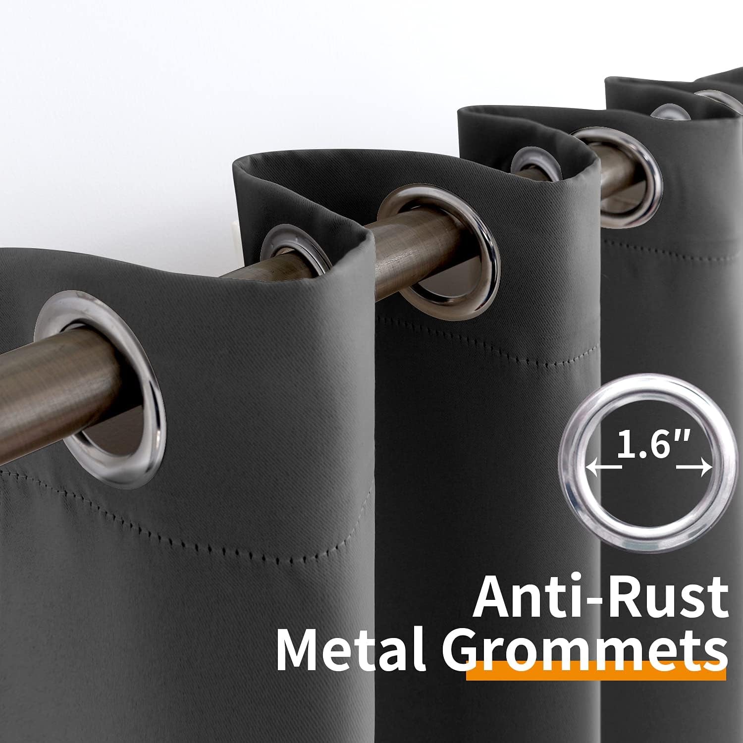 Blackout Curtains for Bedroom 63 Inches Long - Insulated Room Darkening Window Drapes with Grommet for Living Room Kids Energy Saving Thermal Curtain, 2 Panels, 42 X 63 Inch, Dark Grey