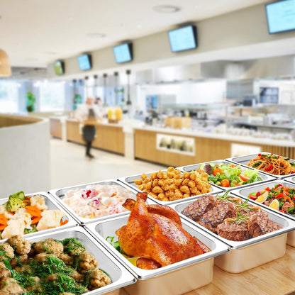 Hotel Pan 1/2 Half Size - Steam Pan with Lid 4" Deep 4 Packs Food Pan anti Jam Stainless Steel Buffet Pan Commercial Stainless Steel Pan