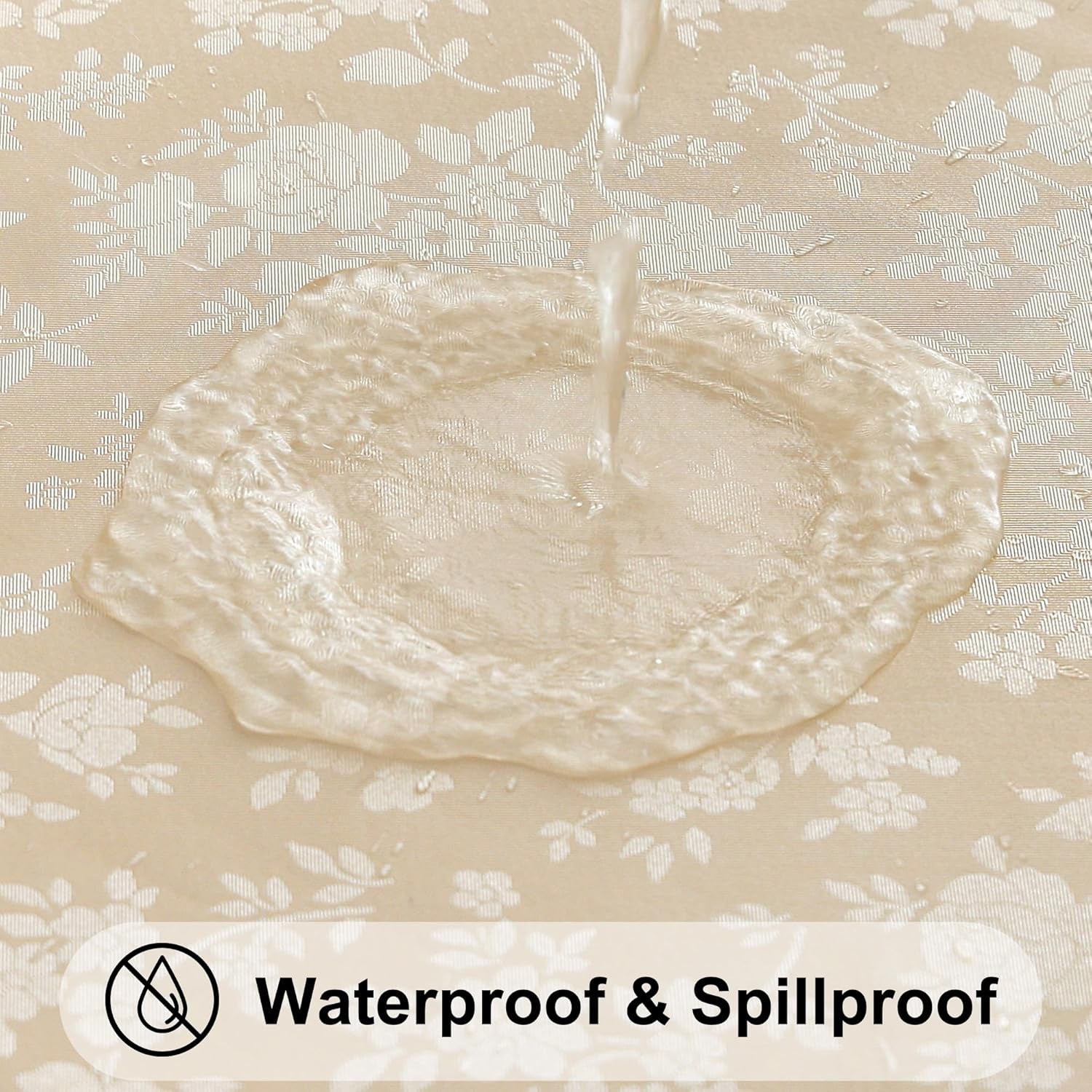 Heavy-Duty Waterproof Vinyl Rectangle Tablecloth, Washable and Wipeable Kitchen and Dining Cover (Beige, 60" x 84")