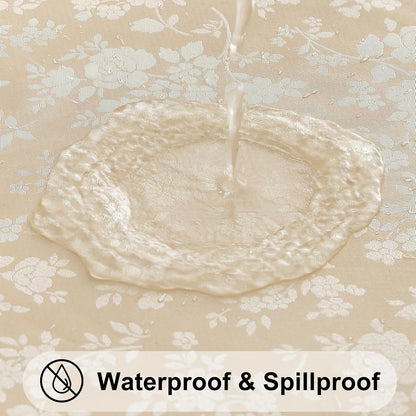 Heavy-Duty Waterproof Vinyl Rectangle Tablecloth, Washable and Wipeable Kitchen and Dining Cover (Beige, 60" x 84")